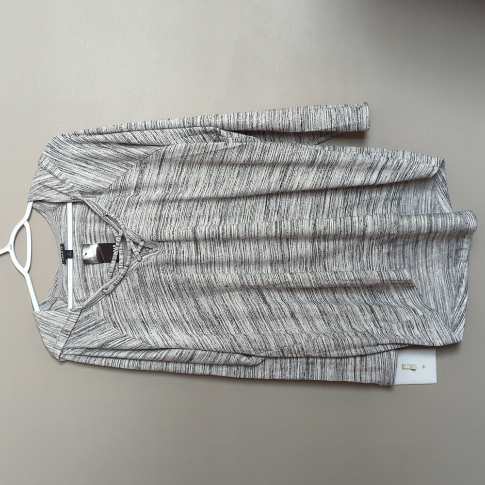 torrid Heathered Gray Lace-Up V-Neck Sweater